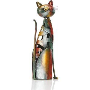 13.5" H Cat Statue- Metal Iron Cat Figurine Kitchen Décor Oil Painting Sculpture